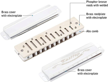 Диатоническая губная гармошка EASTTOP T008 G