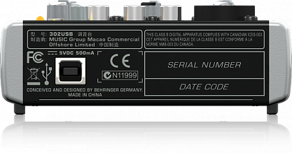 МИКШЕРНЫЙ ПУЛЬТ BEHRINGER XENYX 302USB