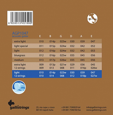 Струны GALLI STRINGS AGP1047-12