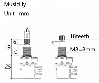 Потенциометр Musiclily MX1930-2