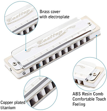 Диатоническая губная гармошка EASTTOP T008 G