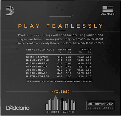 Струны D'ADDARIO NYXL1059